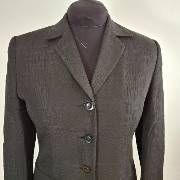 Womans Wool Blend Black Business Career Suit Tailored Blazer Jacket Sz 8 Office - Picture 6 of 16